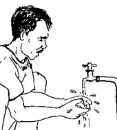Hand washing with soap and water Hand washing with soap and water