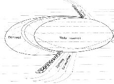 A bird's eye view of a hillside dam