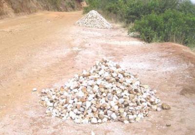 Stones crushed into ballast are sold