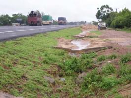 Run-off water from a tarmac road.