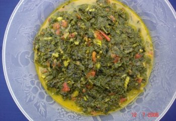 Budzi, mutsalafu and sukuma wiki (kale). Coastal Kenyan recipe. ©Maundu, 2006